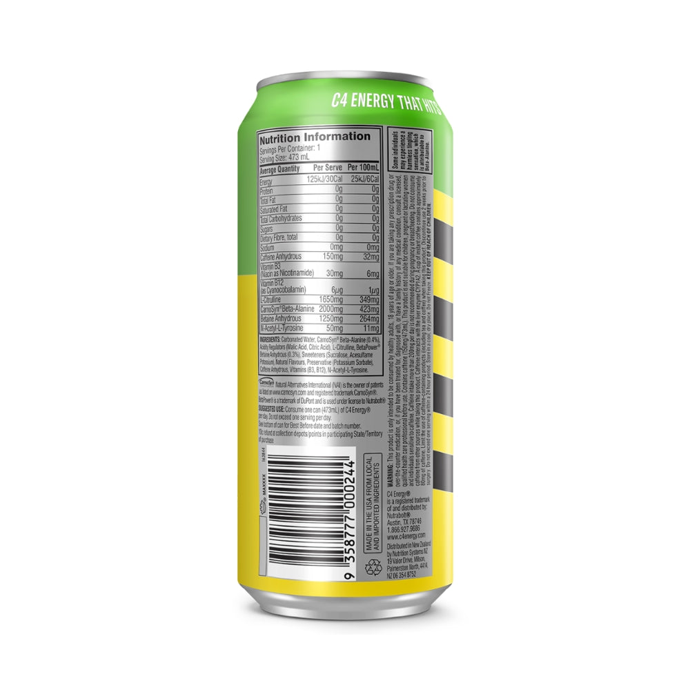 C4 Carbonated RTD 473ml - Twisted Limeade - 12 Pack