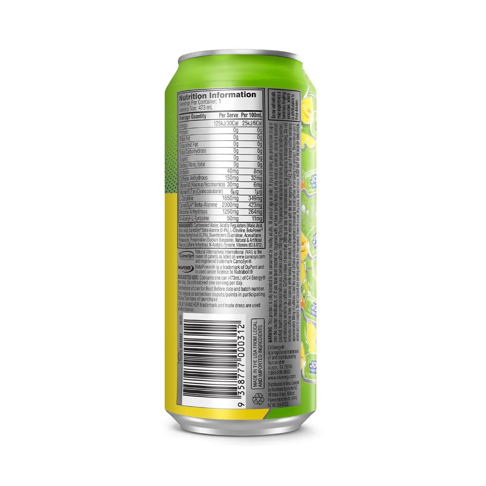 C4 Carbonated RTD 473ml Jolly Rancher Green Apple - 12 Pack