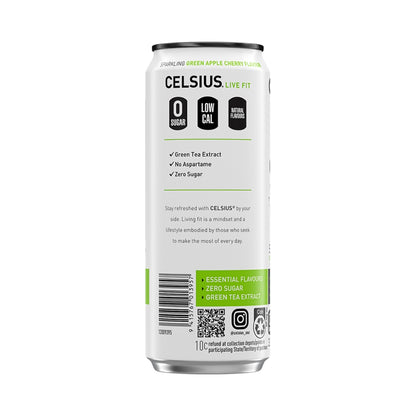 CELSIUS Sugar Free Energy Drink 330ml Green Apple Cherry - 24 Pack