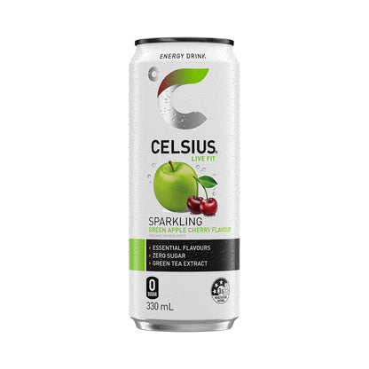 CELSIUS Sugar Free Energy Drink 330ml Green Apple Cherry - 24 Pack