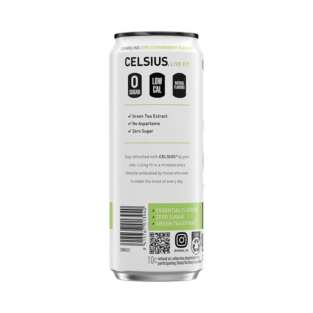 CELSIUS Sugar Free Energy Drink 330ml Strawberry Kiwi - 24 Pack