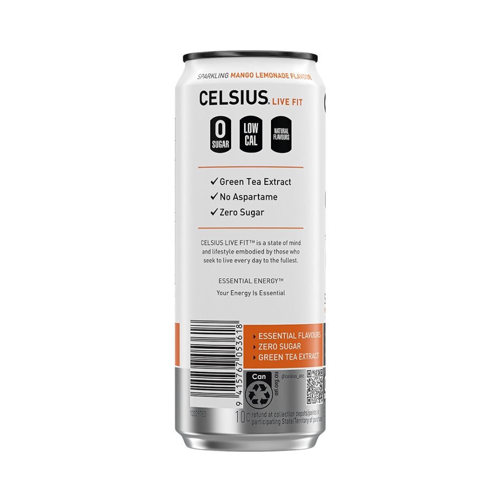 Mango Raspberry Celsius CELSIUS Sugar Free Energy Drink 330ml Mango Lemonade - 24 Pack ...