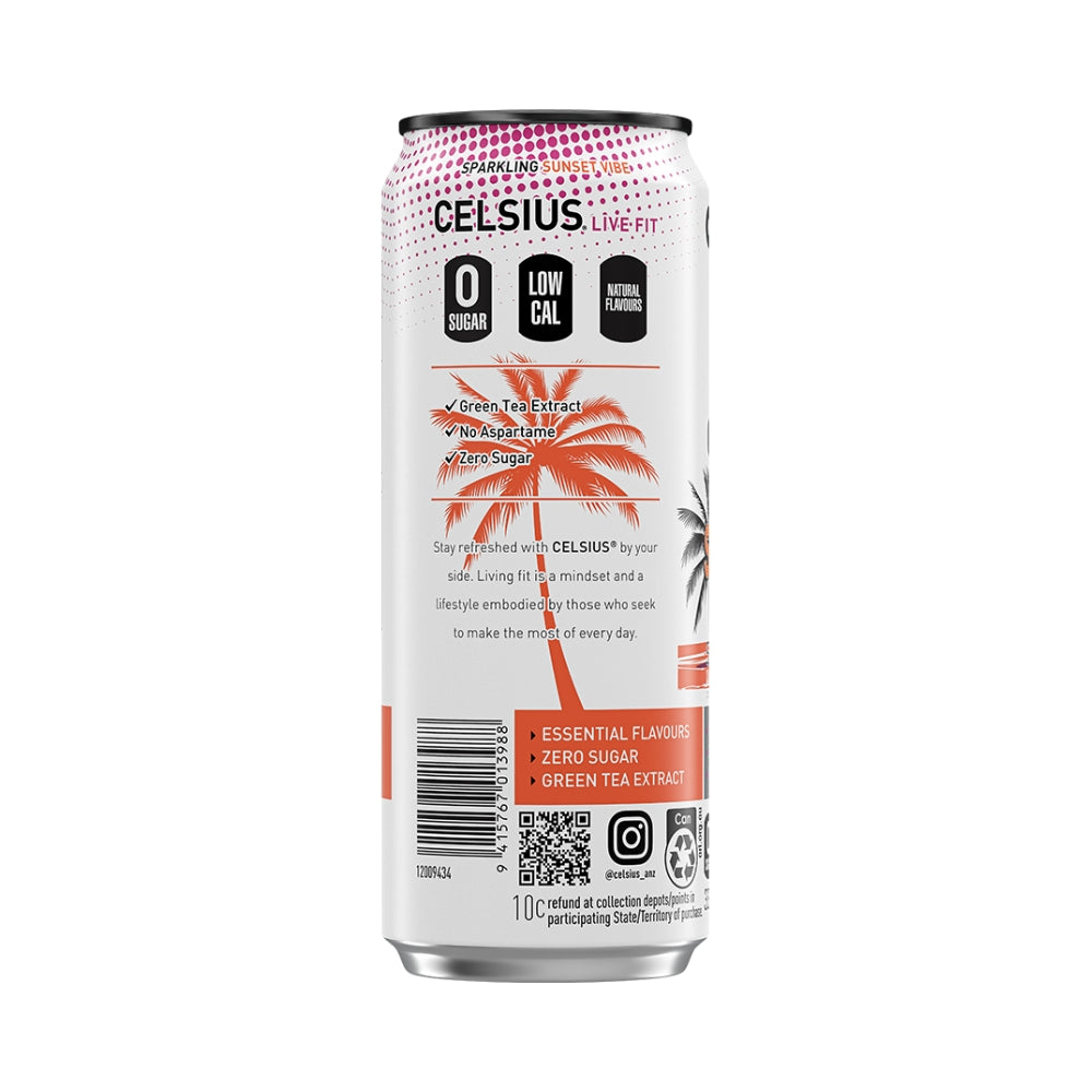 CELSIUS Sugar Free Energy Drink 330ml Sunset Vibe - 24 Pack