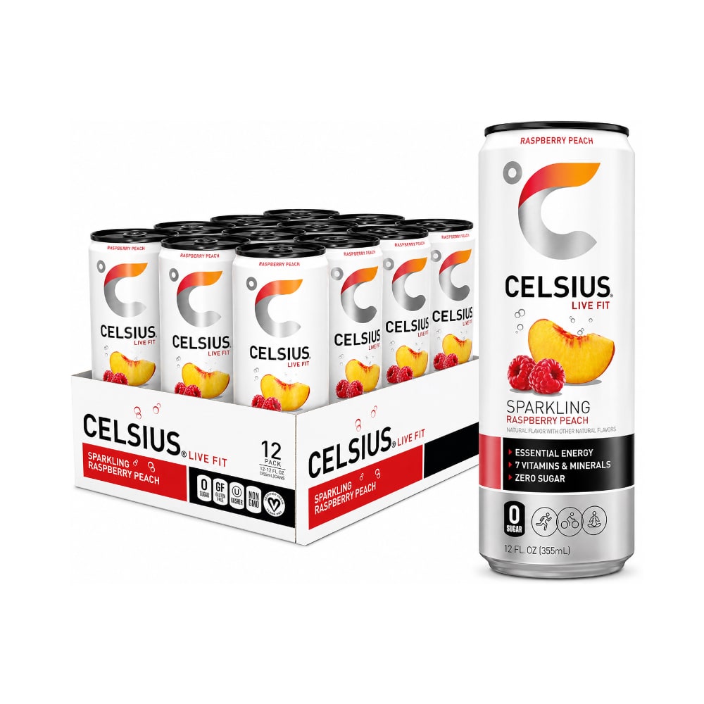 CELSIUS Sugar Free Energy Drink 330ml Raspberry Peach - 12 Pack