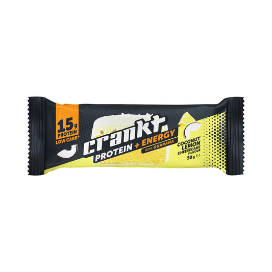 NEW CRANKT Protein + Energy Bar 50g Coconut Lemon Cheesecake - 12 pack