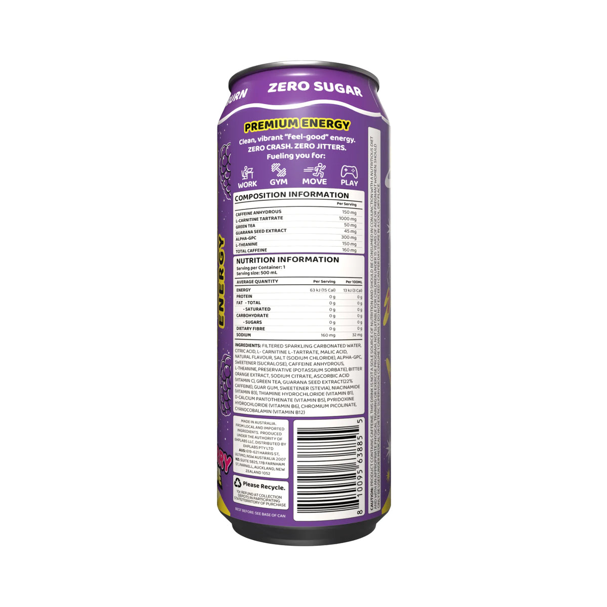 Oxyshred Energy 500ml RTD Blackberry Lemonade 12 pack