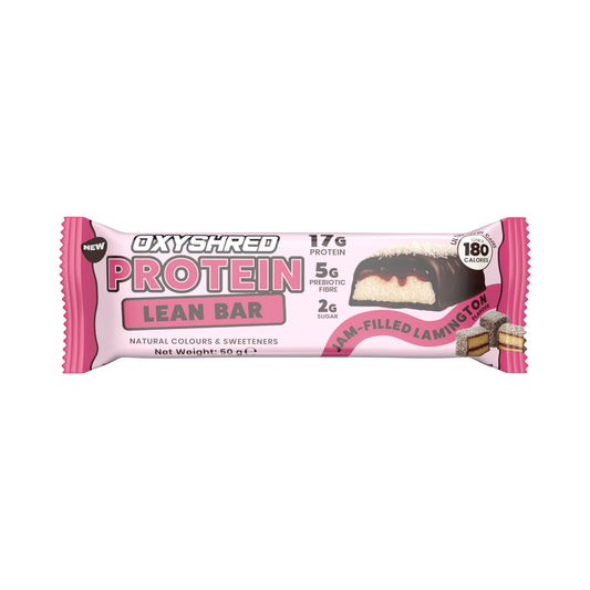Oxyshred Lean Protein Bar 50g Jam-Filled Lamington - 12Pack