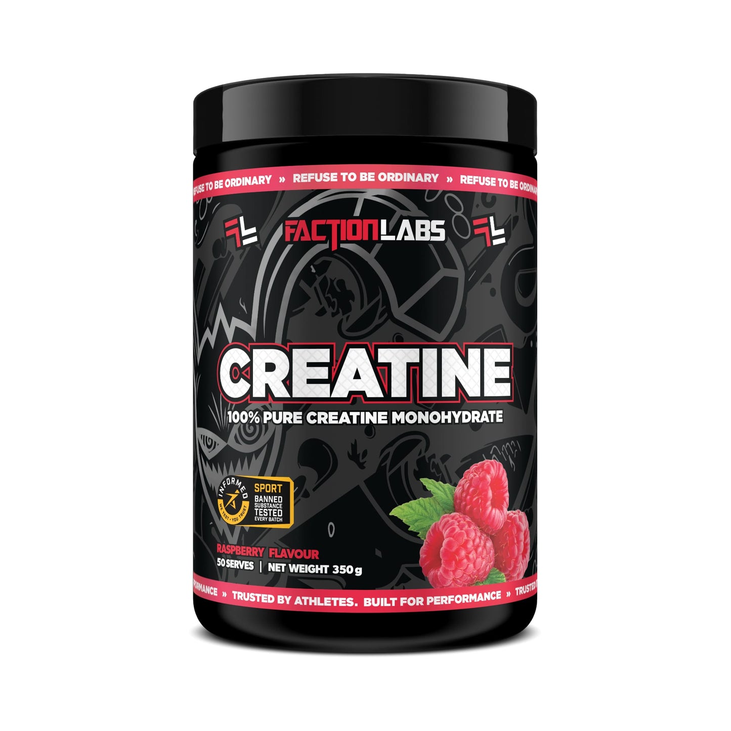 Faction Labs Creatine Monohydrate 50 serves - Raspberry Flavour