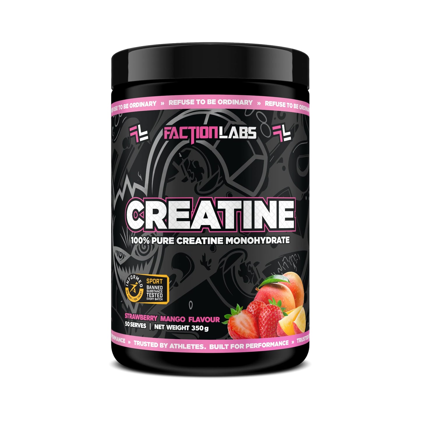 Faction Labs Creatine Monohydrate 50 serves - Strawberry Mango Flavour