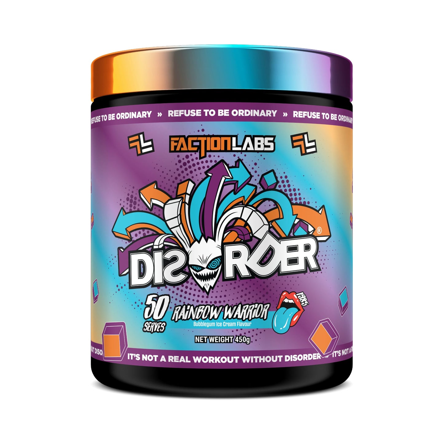 Faction Labs DISORDER Pre Workout 50 serves - Rainbow Warrior