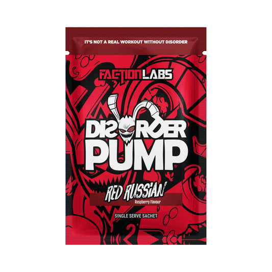 Faction Labs Disorder non-stim PUMP 18g Sachet Red Russian (Raspberry) - 10 Pack