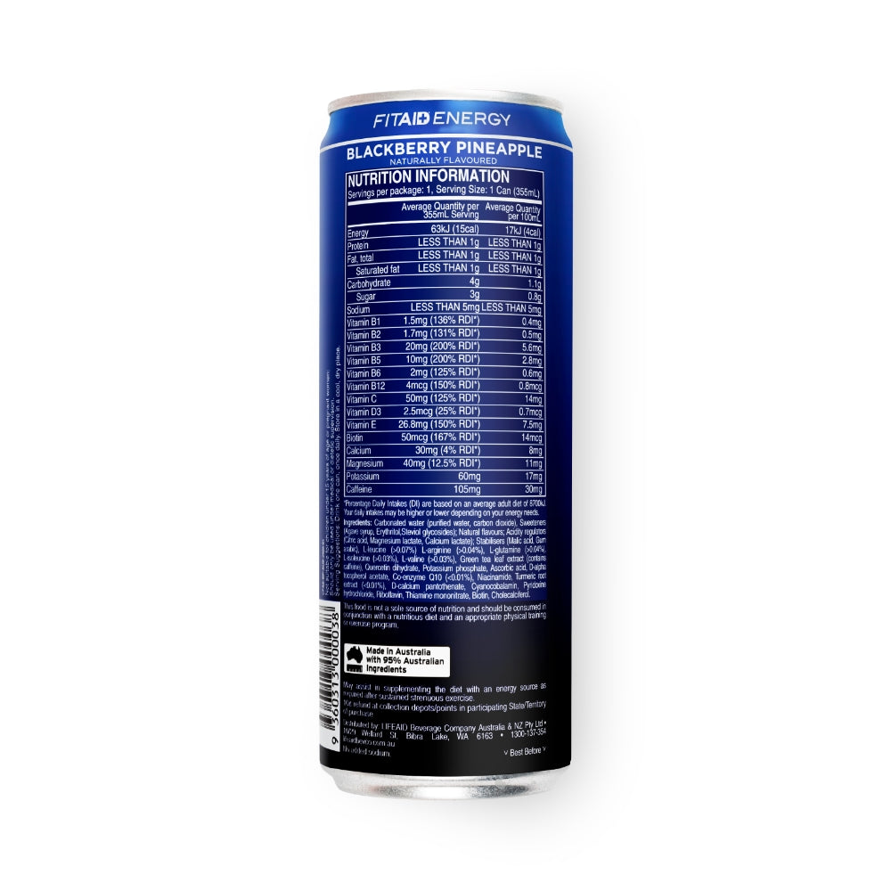 FITAID Energy 355ml Blackberry Pineapple - 12 Pack