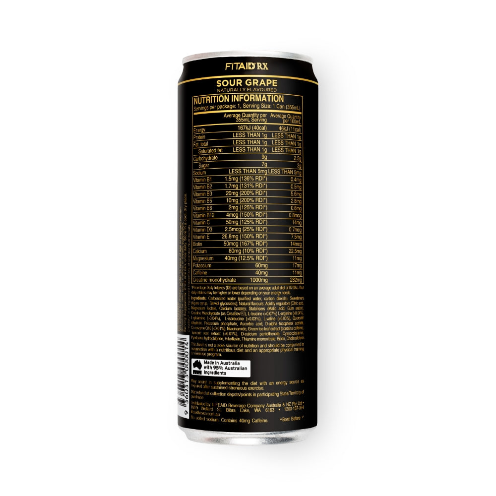 FITAID RX Recovery + Creatine 355ml - Sour Grape - 12 Pack