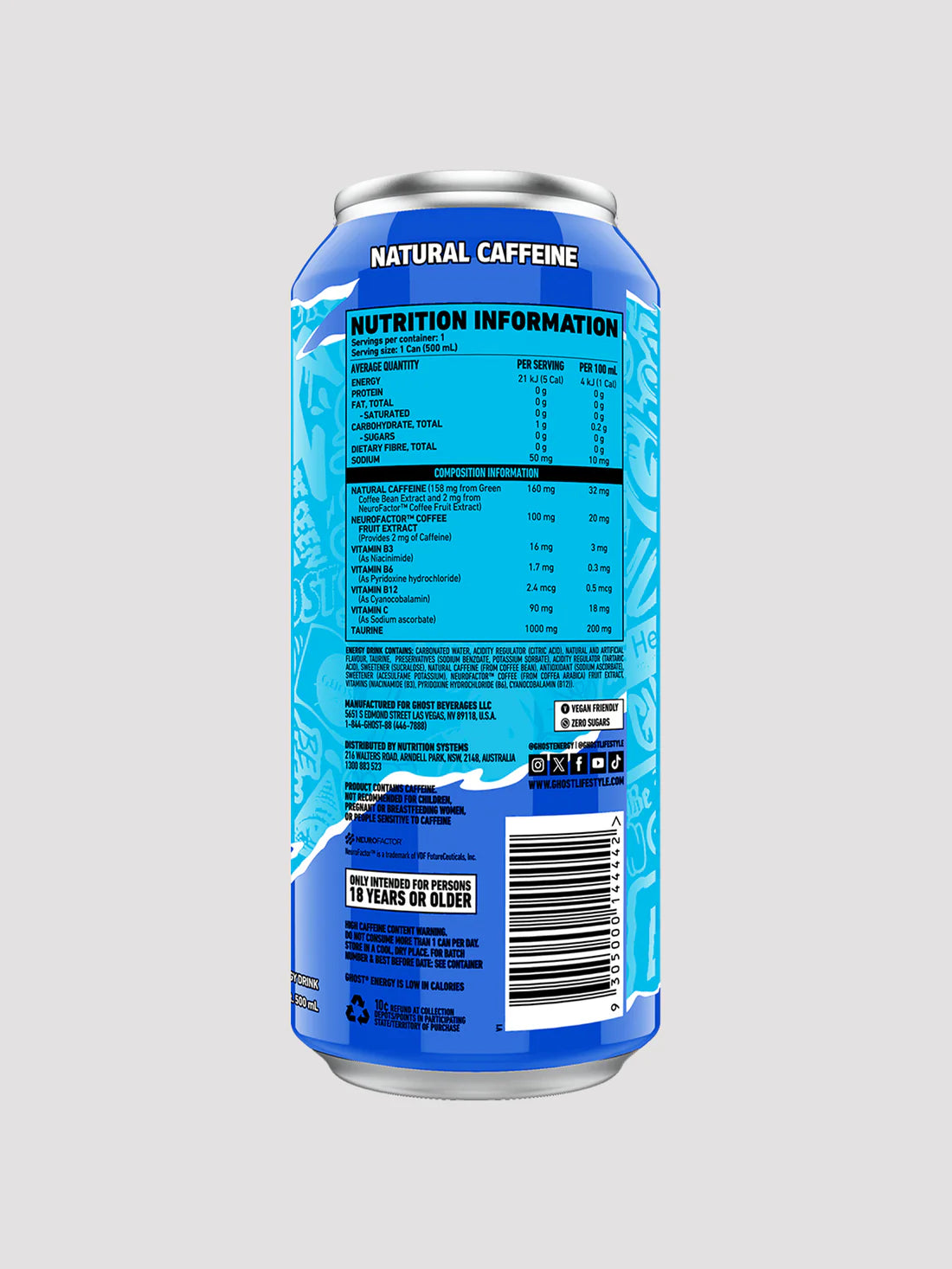 GHOST Energy RTD 500ml Blue Raspberry - 12 Pack