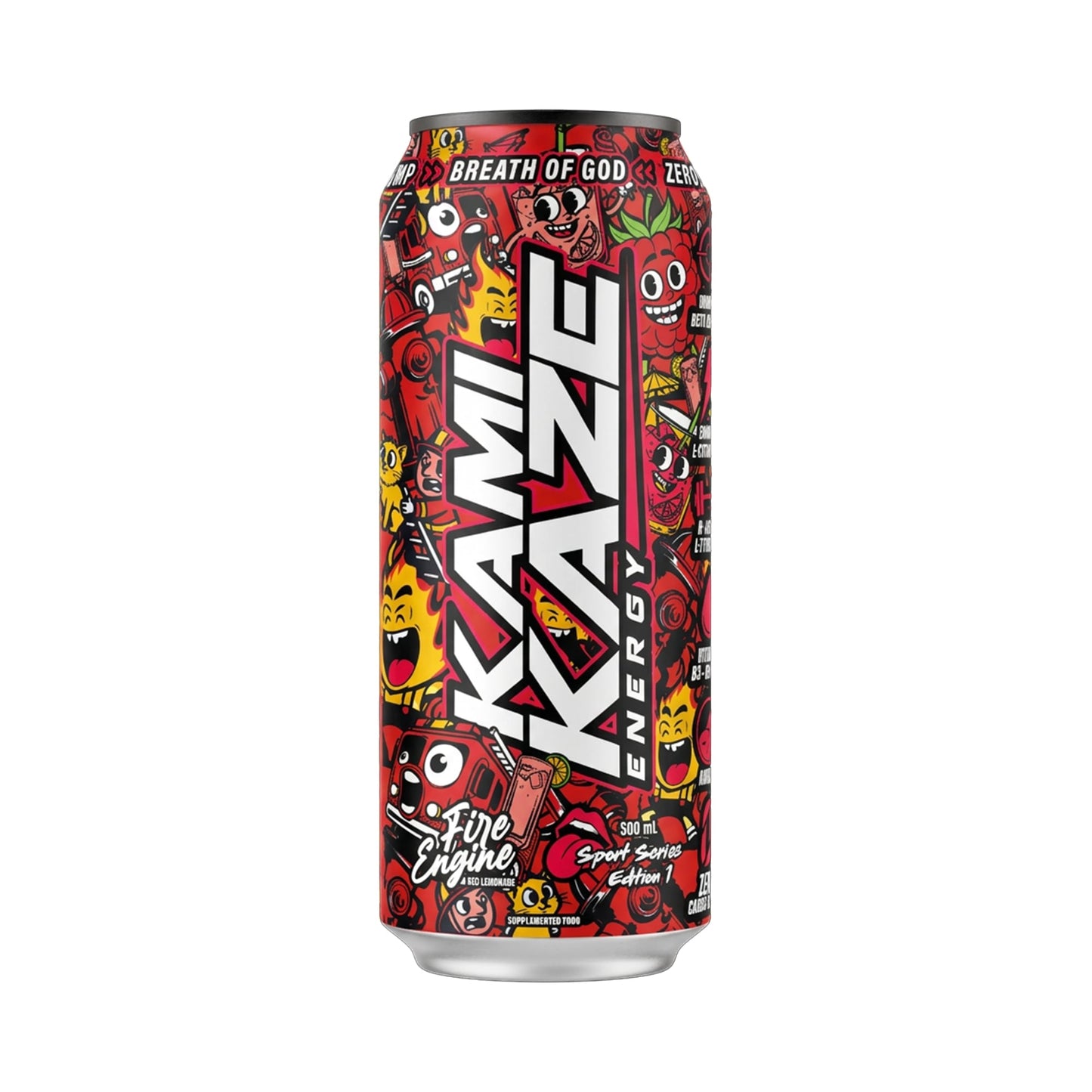 Kamikaze Energy Pre-Workout RTD 500ml Fire Engine Raspberry Lemonade