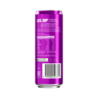 LVL UP Everyday Hydration RTD 330ml Grape Can Back