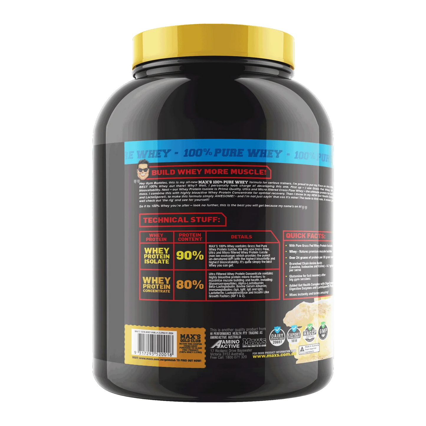 MAX'S 100% Whey 900g Choc Cookie Dough