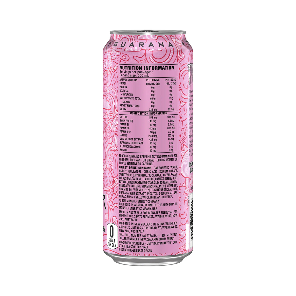 Monster Energy Zero Ultra 500ml Strawberry Dreams - 24 Pack
