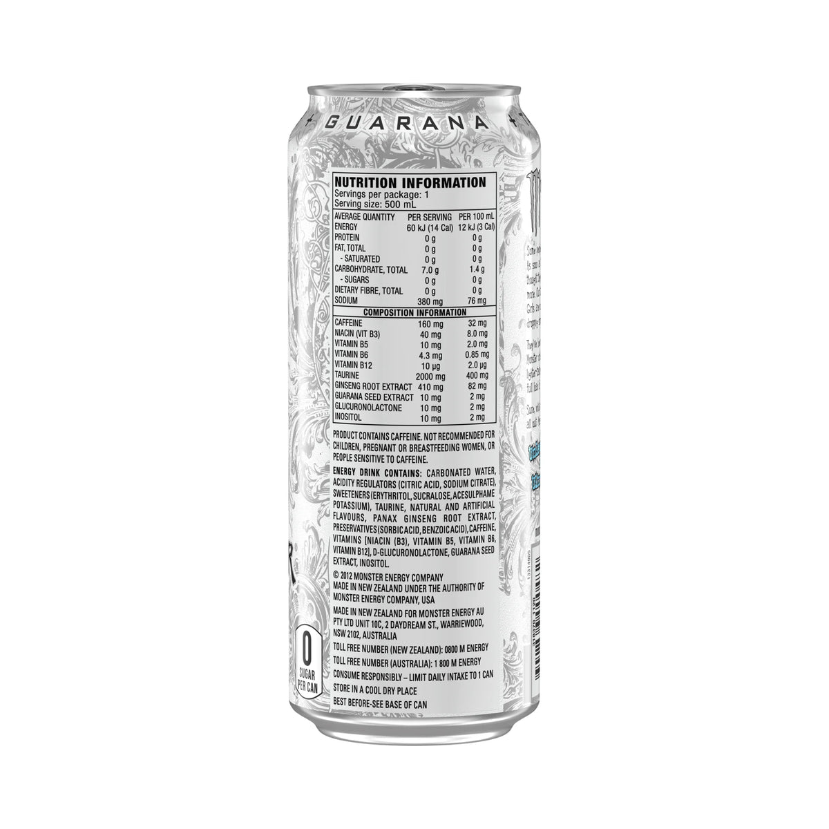 Monster Energy Zero Ultra 500ml White - 24 Pack