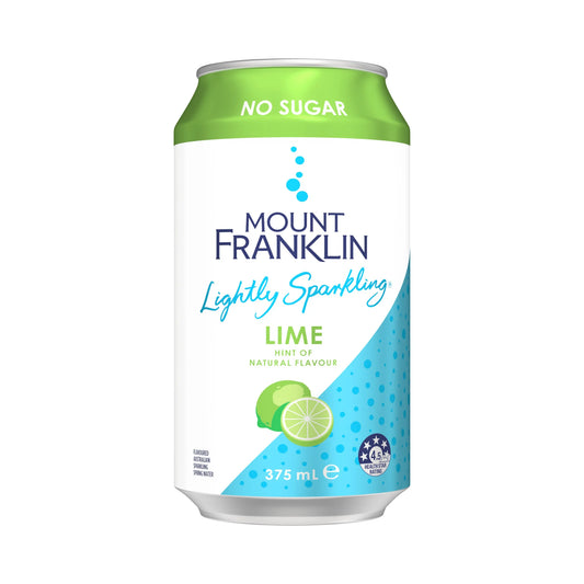 Mount Franklin Lightly Sparkling Water 375ml Lime - 20 Pack