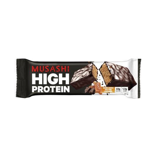 Musashi High Protein Bar - 90g - Dark Choc Salted Caramel - 12 Pack