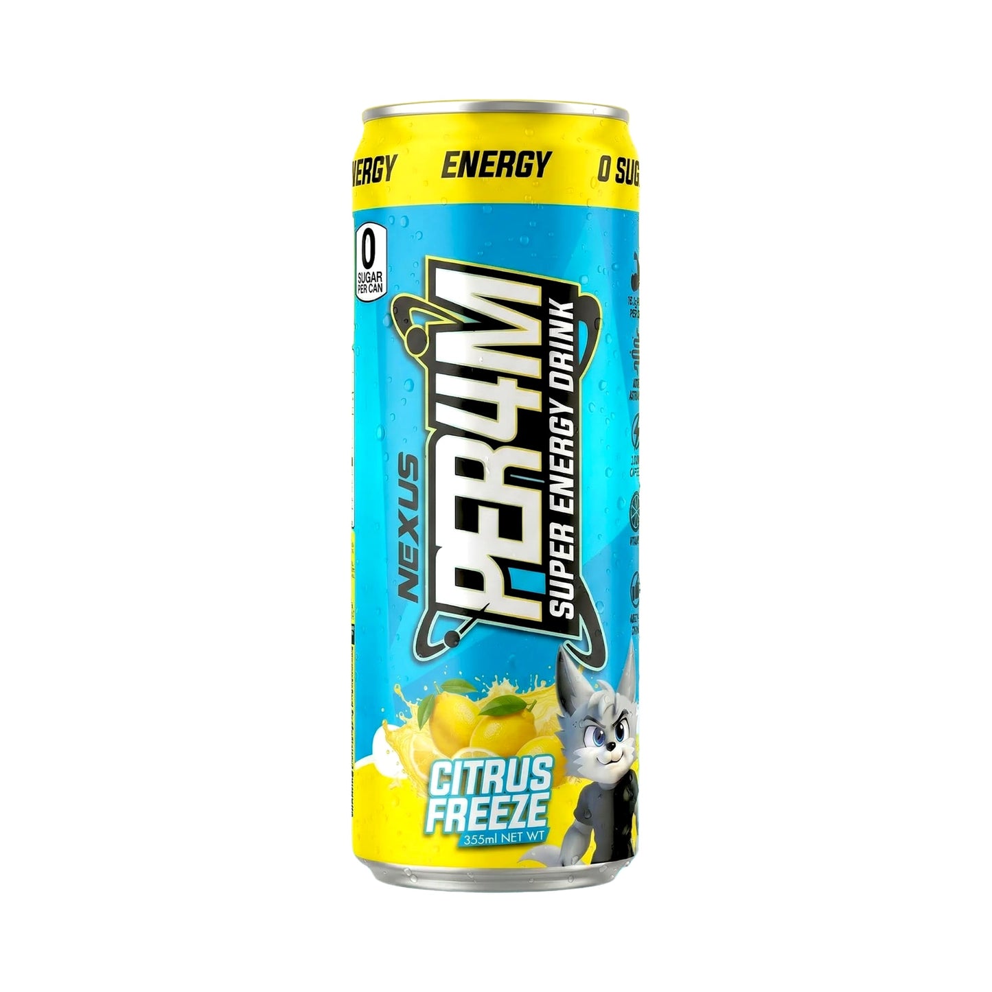 NEXUS Per4m Carbonated Super Energy Drink 355ml Citrus Freeze - 12 Pack