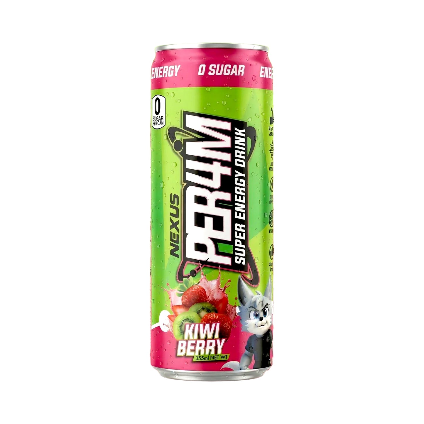 NEXUS Per4m Carbonated Super Energy Drink 355ml Kiwi Strawberry - 12 Pack