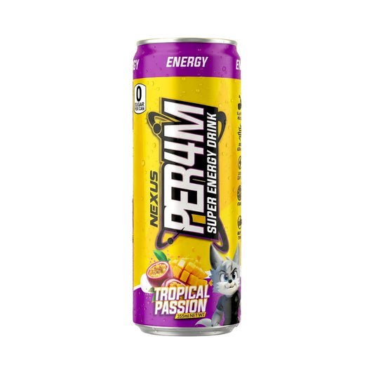 NEXUS Per4m Carbonated Super Energy Drink 355ml Tropical Passion - 12 Pack
