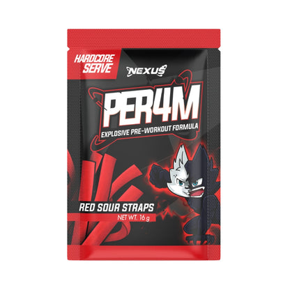 NEXUS Per4m Pre-workout Sachet - Red Sour Straps - 10 Pack