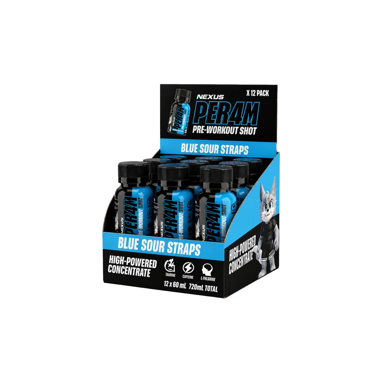 NEXUS Per4m Shot Blue Sour Straps - 12 Pack