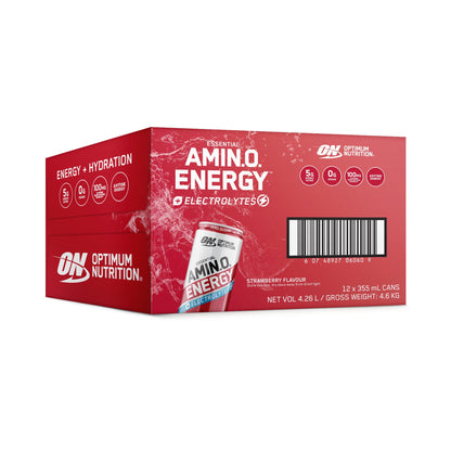 ON Amino Energy Sparkling Energy Drink 355ml Strawberry Box