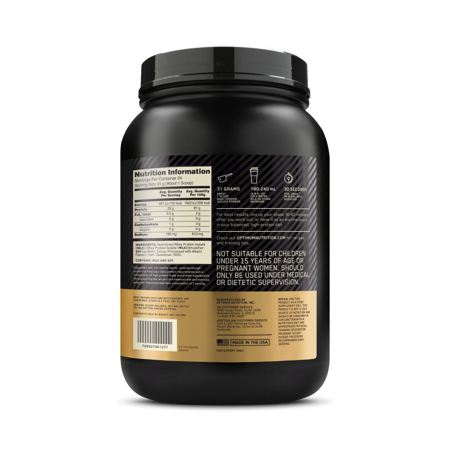ON Gold Standard 100% Isolate 744g - Chocolate