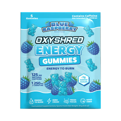 Oxyshred Energy Gummies 15g sachet - Blue Raspberry - 15 pack