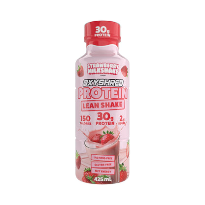 Oxyshred Protein Lean Shake RTD 425ml Strawberry Milkshake - 12 Pack