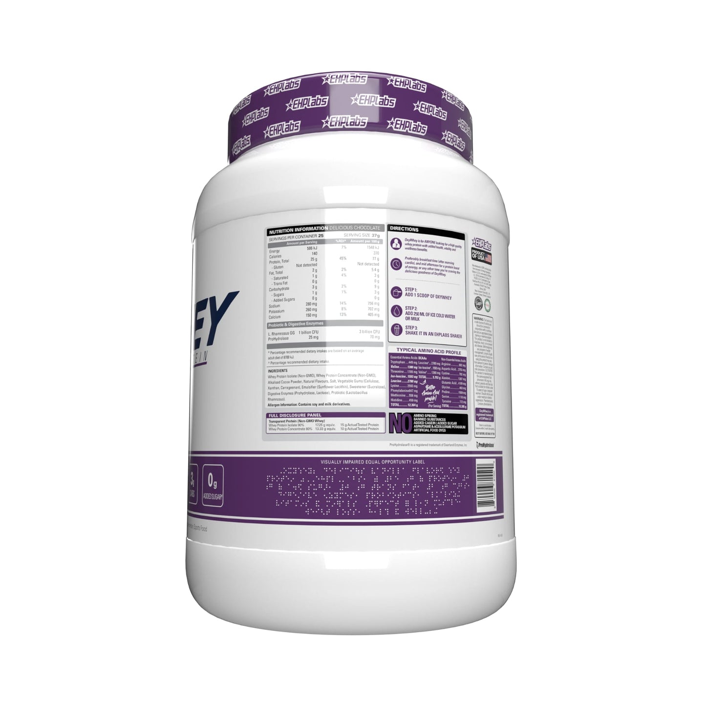 EHP Labs Oxywhey 2lb Lean Whey Protein Delicious Chocolate - 25 serve