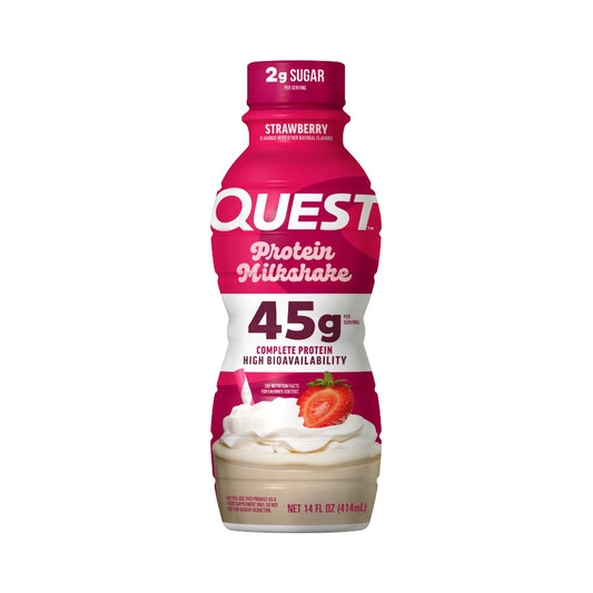 Quest 45g Protein Milkshake 414ml Strawberry Bottle Front