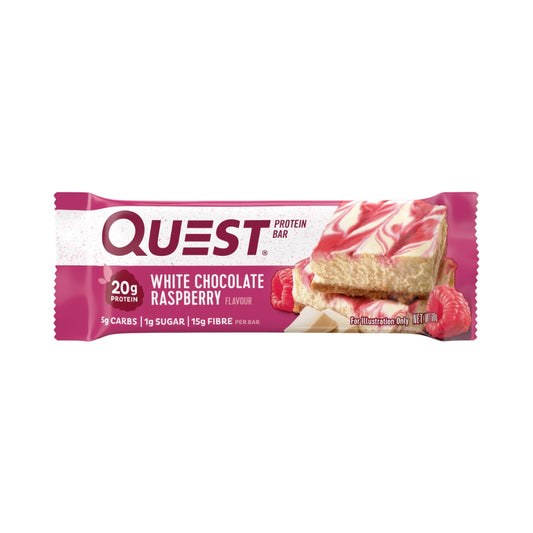 Quest Protein Bar 60g White Chocolate Raspberry Front