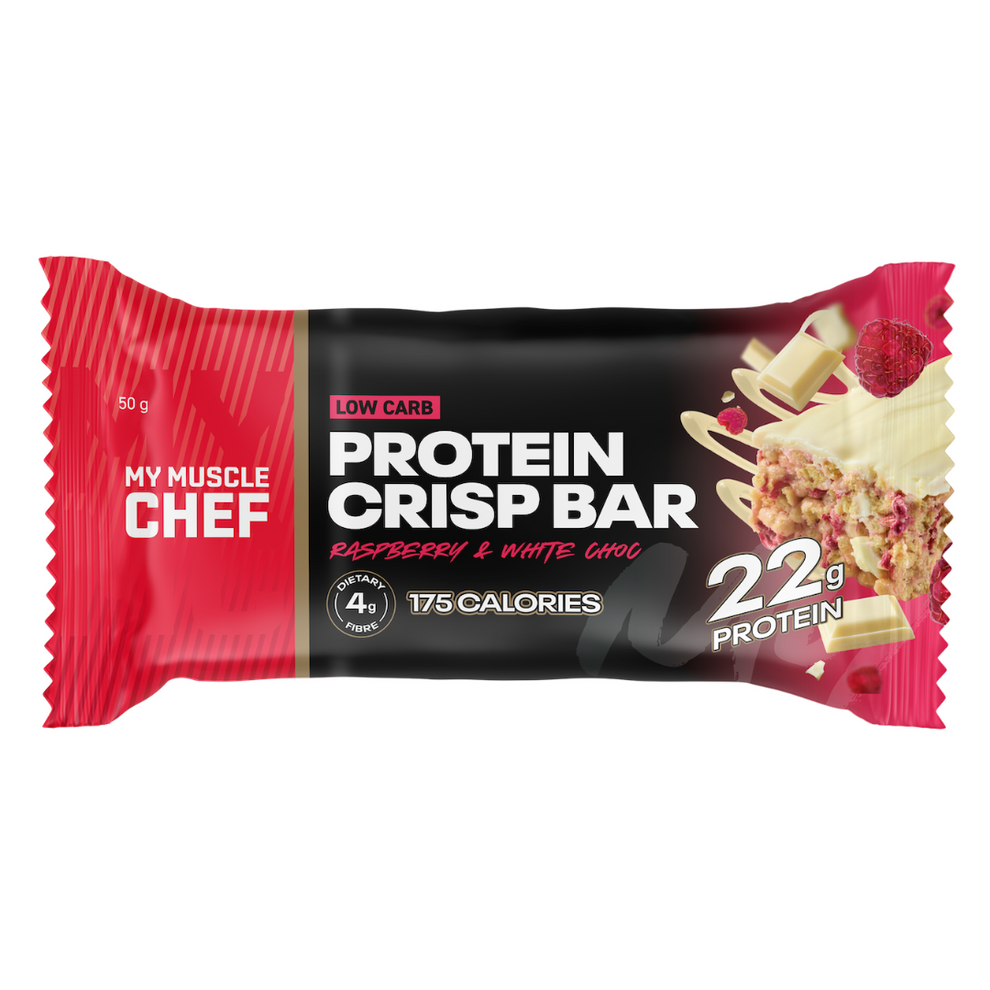 My Muscle Chef 50g Protein Crisp Bar Raspberry & White Choc - 12 Pack ...