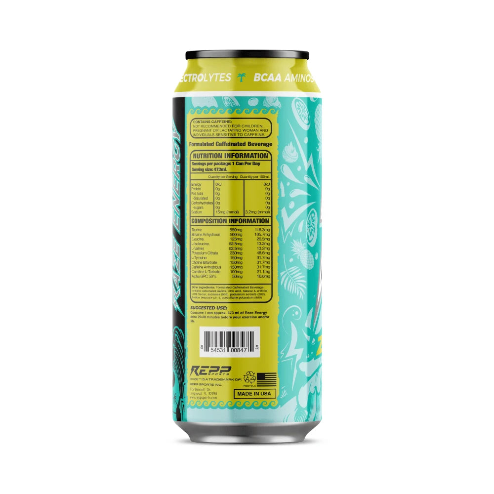 RAZE Energy Drink 473ml Baja Lime 12 Pack