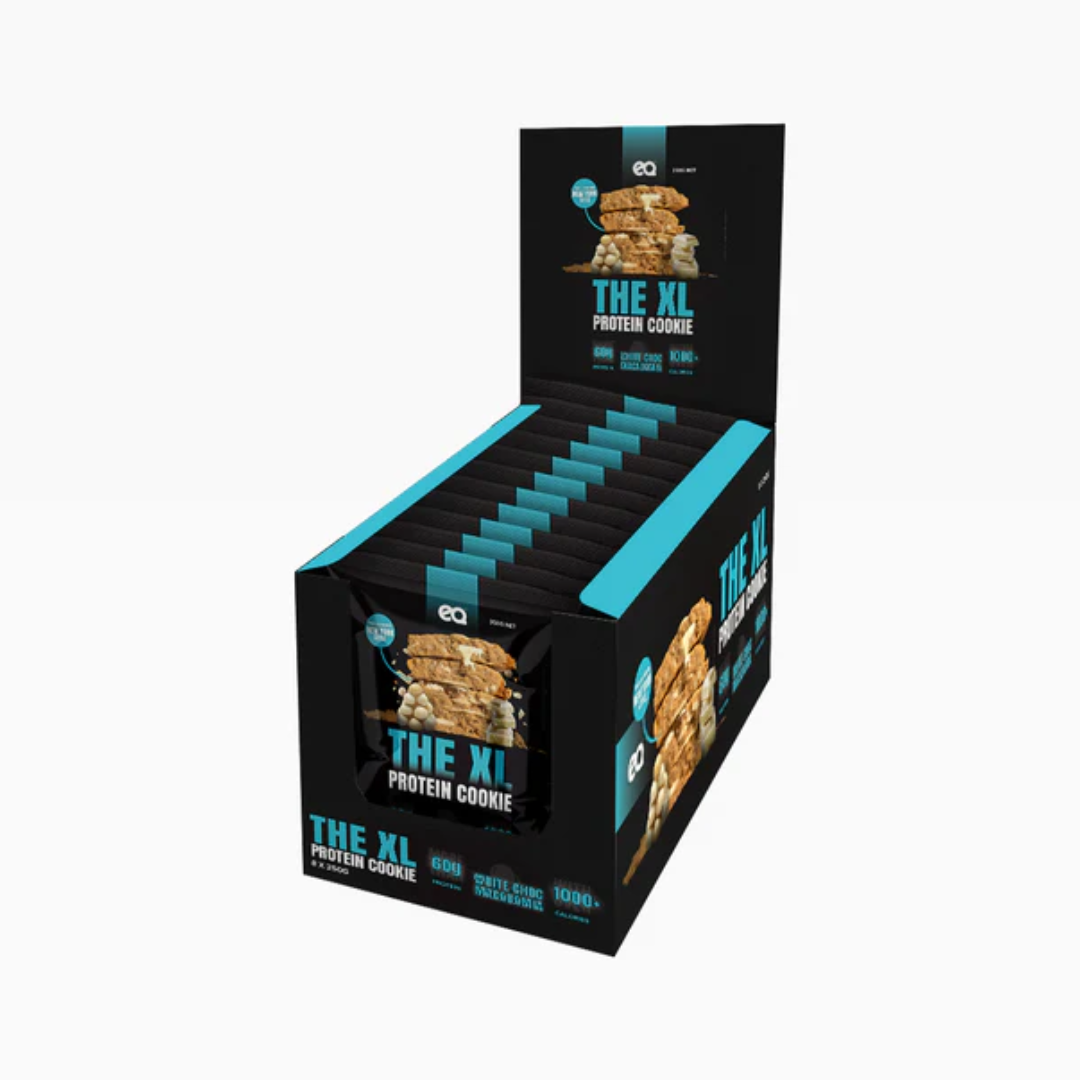 NEW EQ 1000 Calorie XL Protein Cookie 250g White Choc Macadamia - 8 Pack