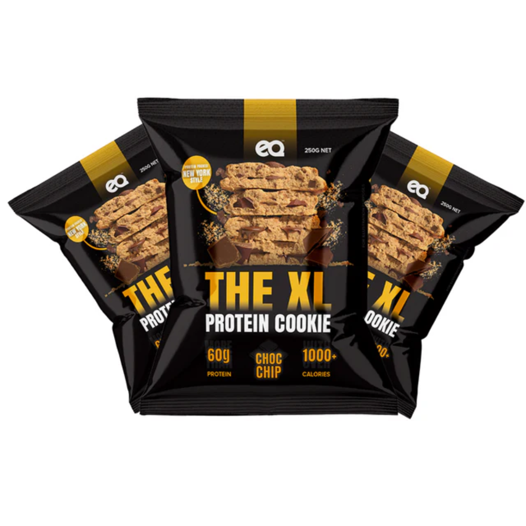 NEW EQ 1000 Calorie XL Protein Cookie 250g Choc Chip - 8 Pack