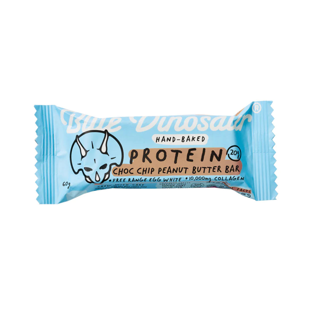 Blue Dinosaur Peanut Butter Protein Bar 45g - Choc Chip - 12 Pack