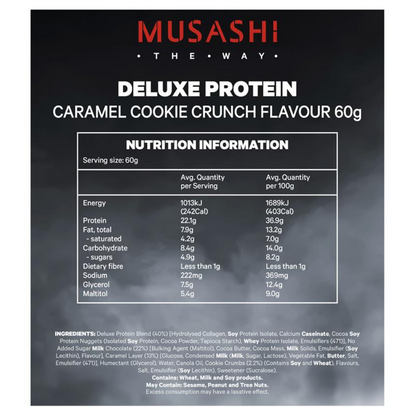Musashi Deluxe Protein Bar - 60g - Caramel Cookie Crunch - 12 Pack