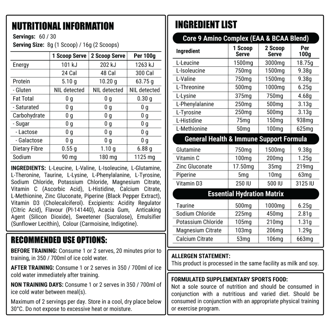 Faction Labs Core 9 Amino Acid Complex 60 Serves - Candied Grape