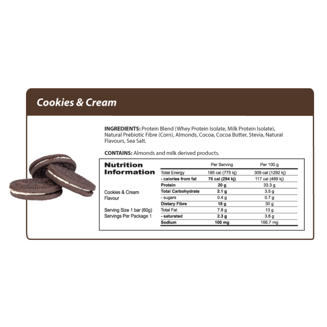 Smart Protein Bar 60g Cookies & Cream - 12 Pack
