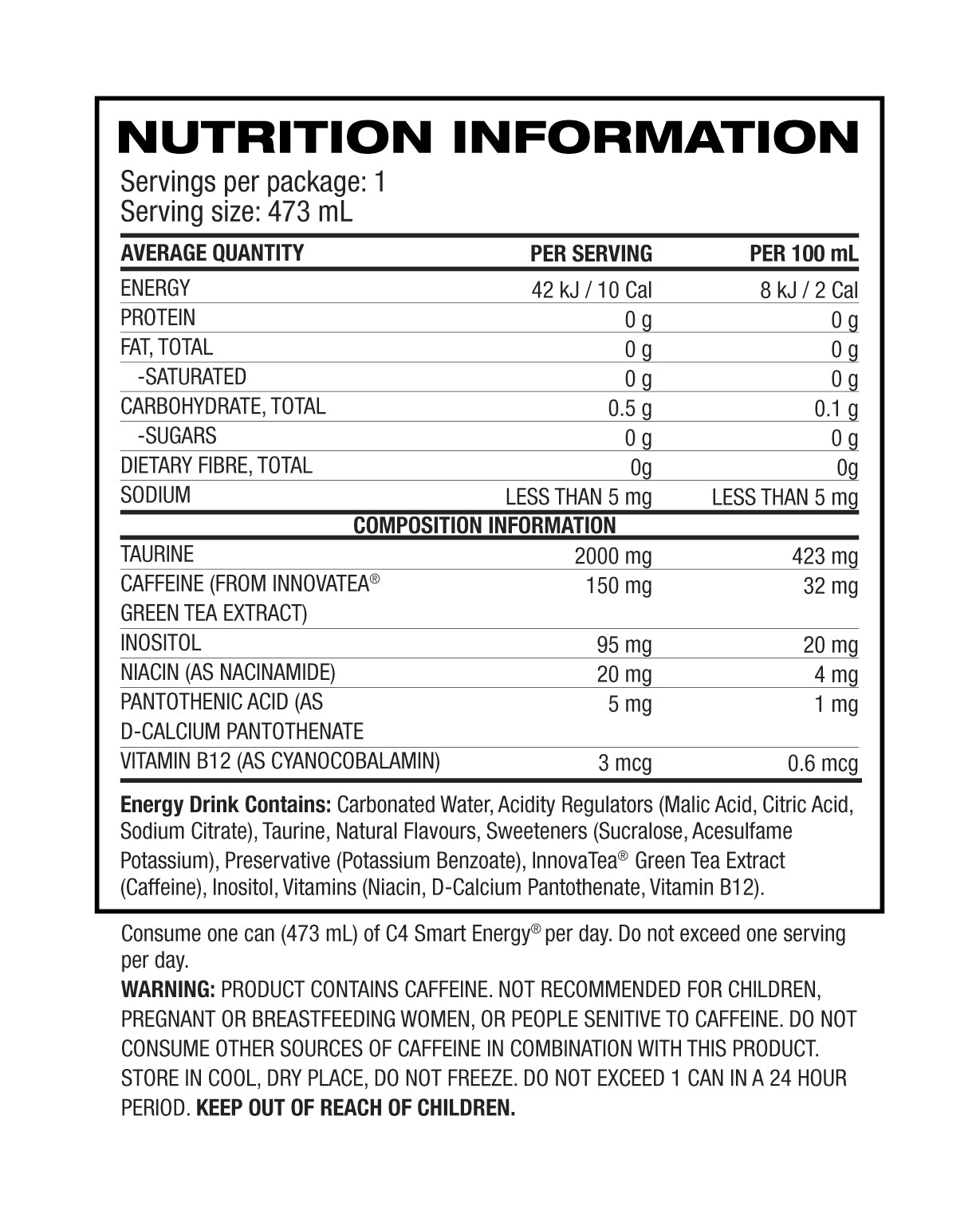 C4 Smart Energy RTD 473ml Peach Mango - 12 Pack