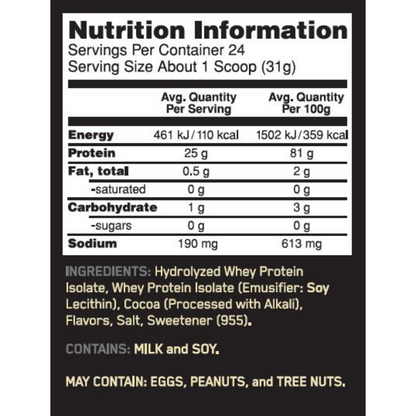 ON Gold Standard 100% Isolate 744g - Chocolate