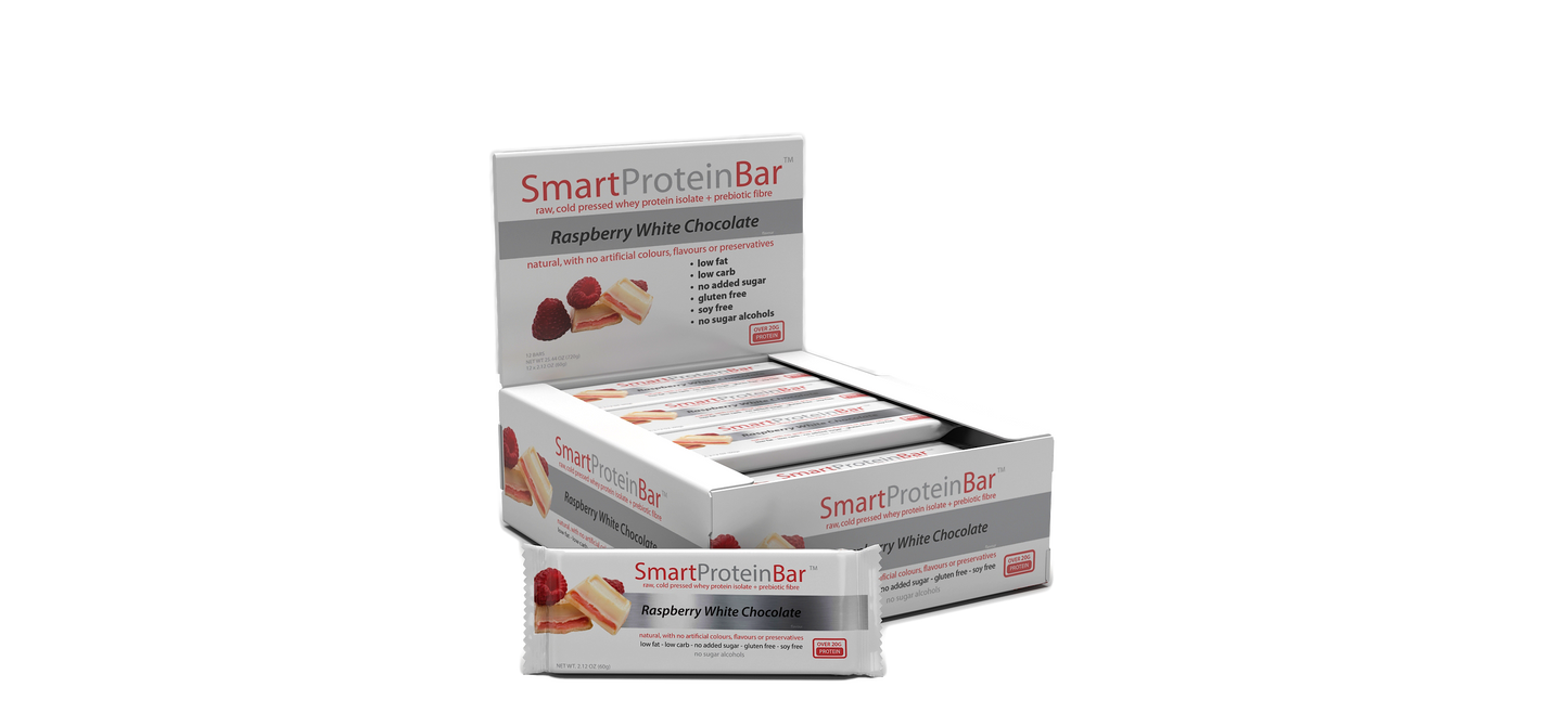 Smart Protein Bar 60g Raspberry White Choc - 12 Pack