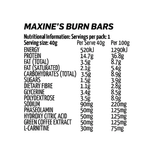 MAXINE'S Burn Bar - 40g - Choc Mint - 12 Pack