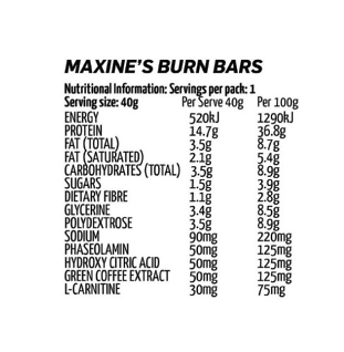 MAXINE'S Burn Bar - 40g - Mocha Fudge  - 12 Pack